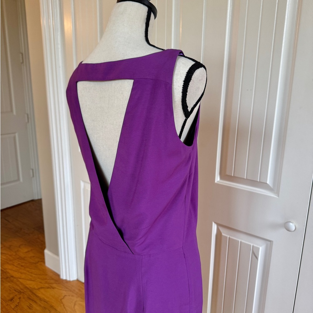 ZARA Purple Open V-Back Sleeveless Sheath Dress Mini Cocktail Party Modern M - Picture 9 of 13